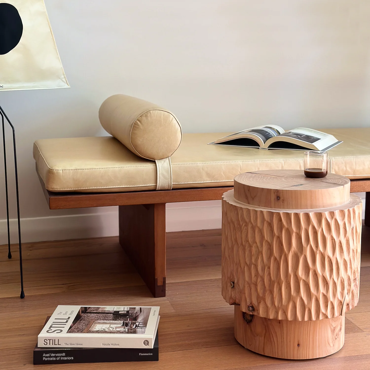 studio nikco | wooden stool | side table | two-step carved - Image 3