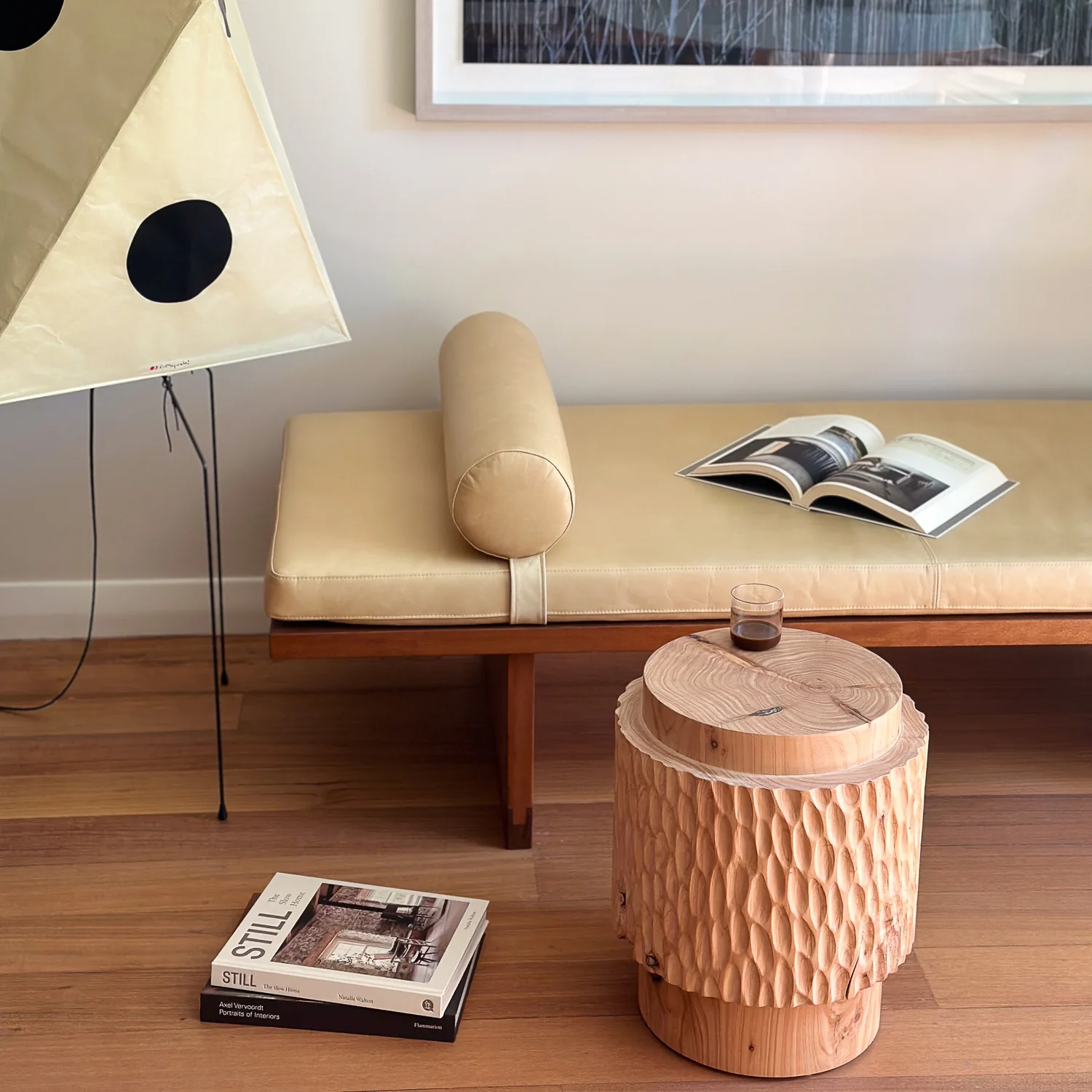 studio nikco | wooden stool | side table | two-step carved - Image 5