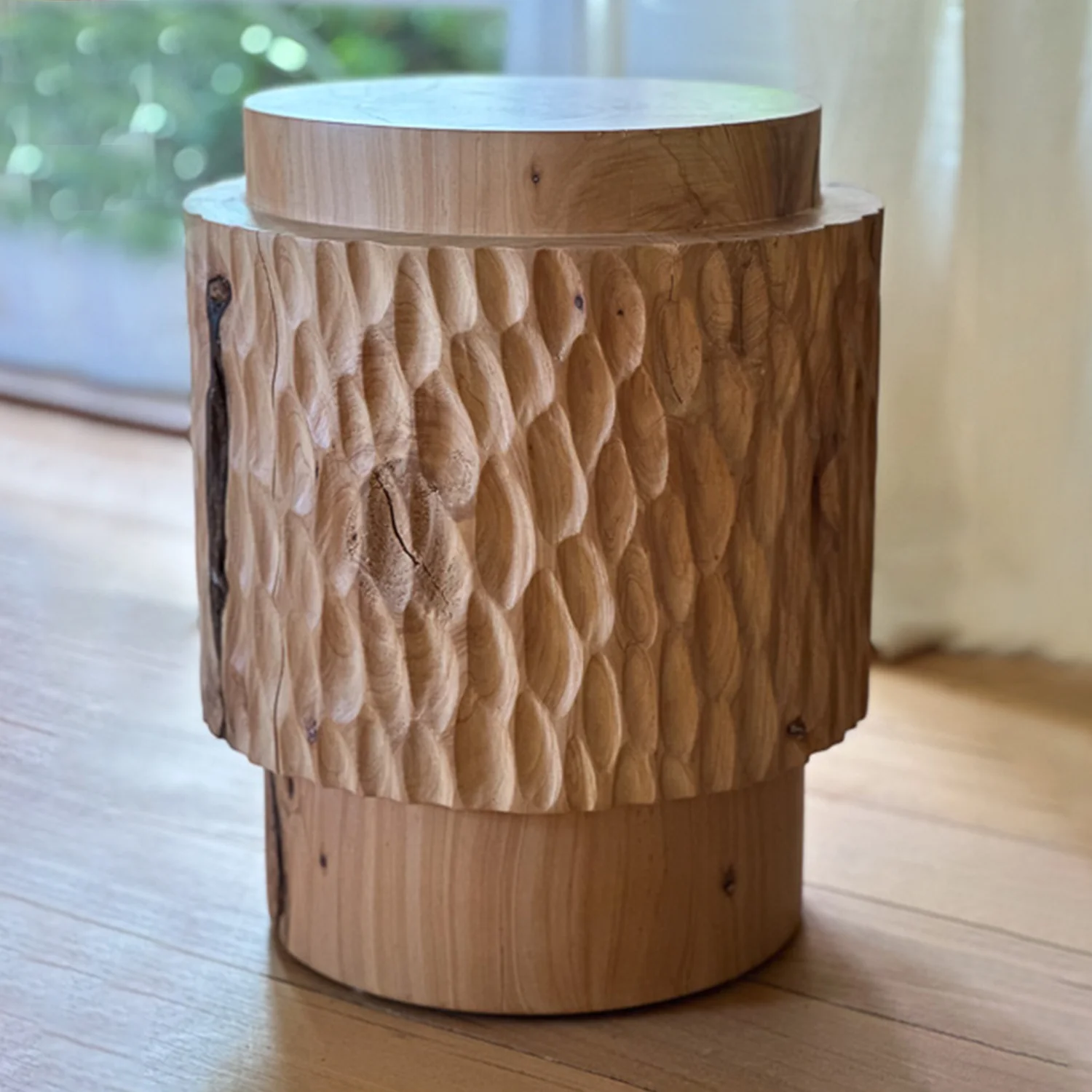 studio nikco | wooden stool | side table | two-step carved - Image 8