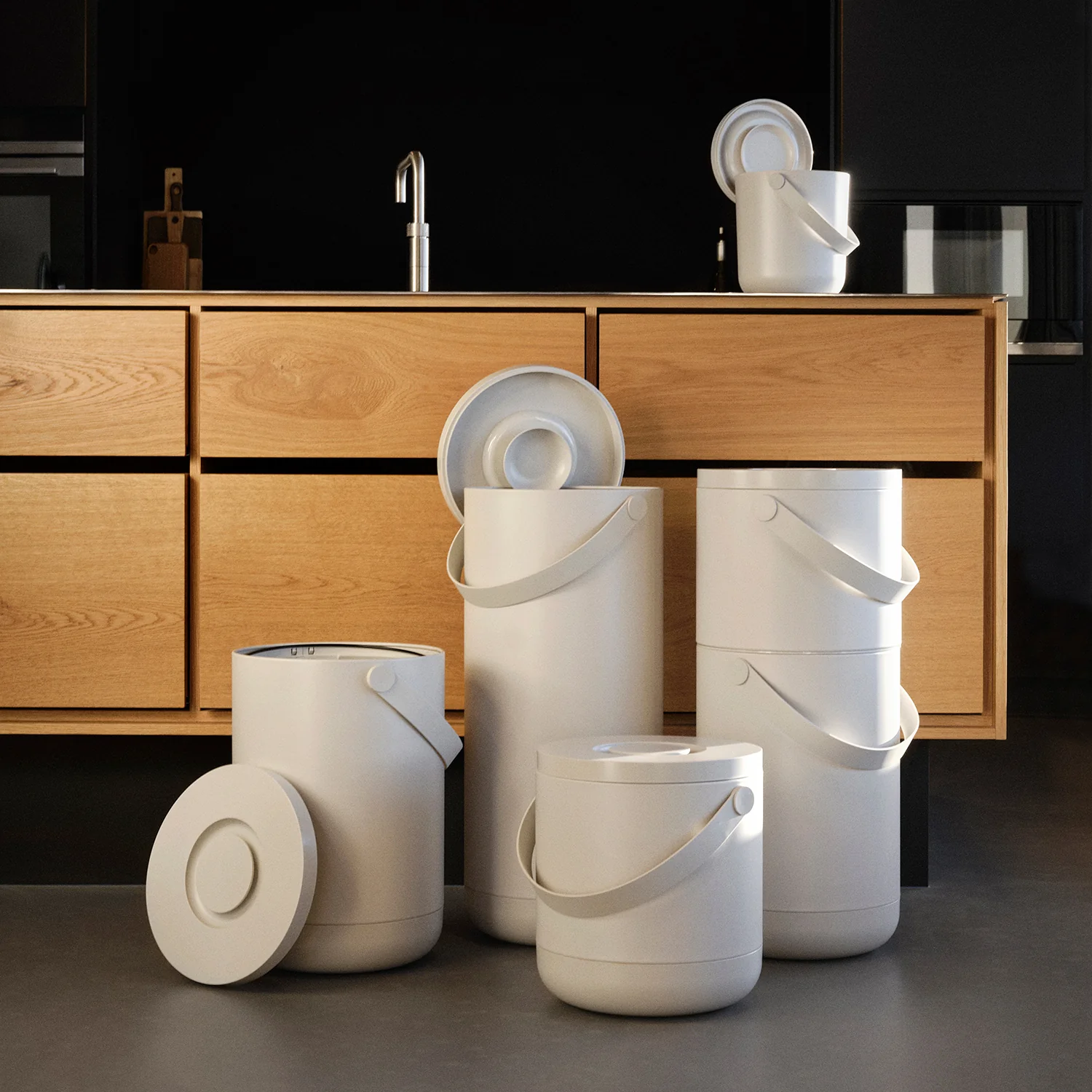zone denmark | circular waste bin set | warm grey - LC - Image 4